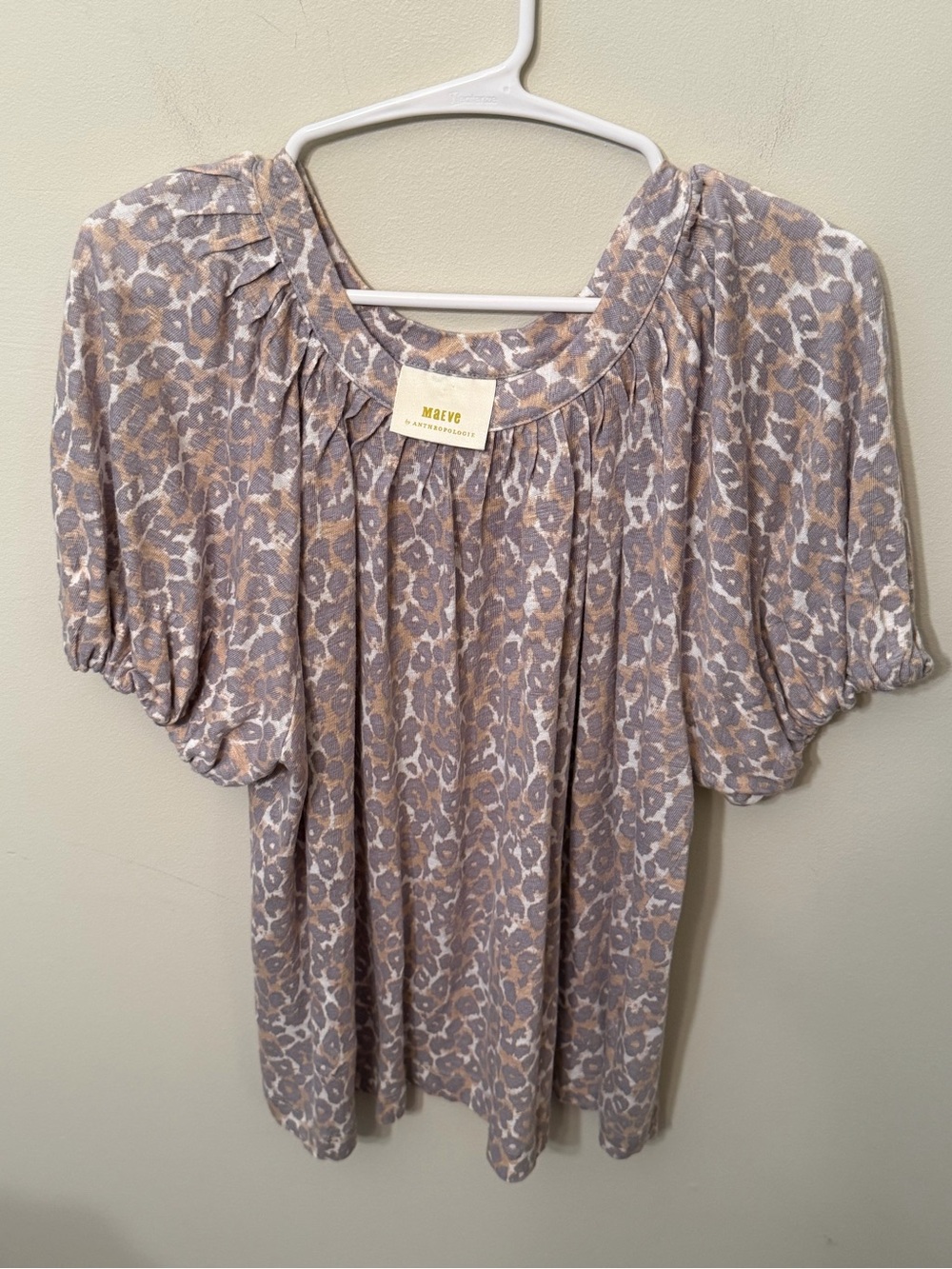 Maeve by Anthropology 100% Soft Linen Bubble Sleeve Shirt size L